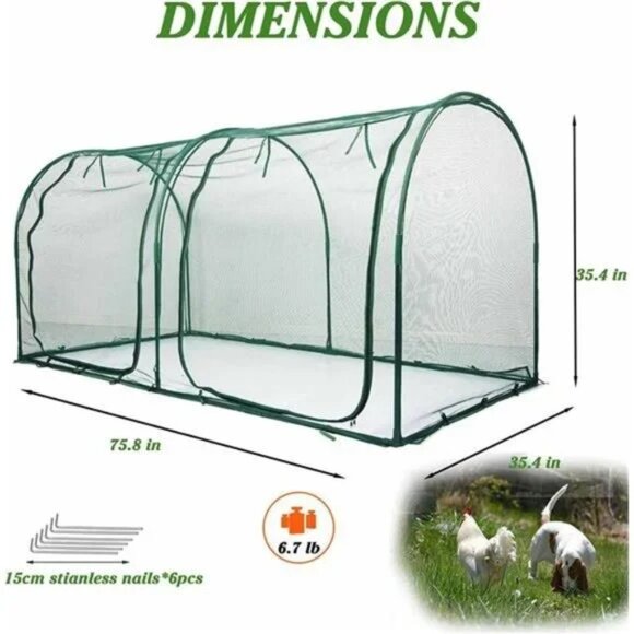 Portable Chicken Run Hen Coop, Outdoor Gardening Net, Small Animals Enclosure - Picture 2 of 6